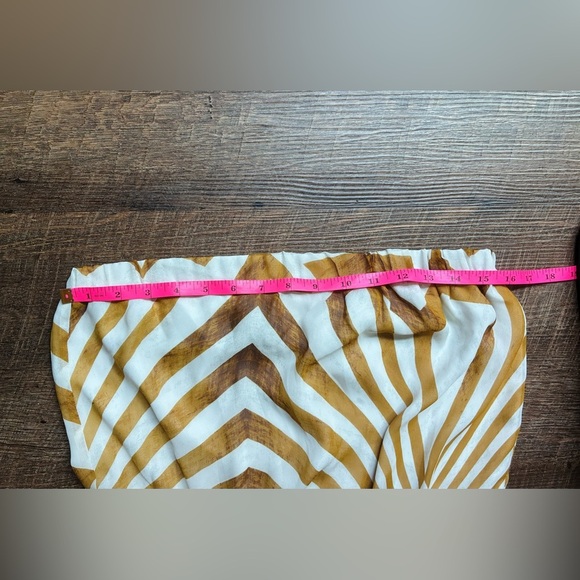 BB DAKOTA strapless gold white geometric maxi dress vacation date night sz M EUC - Picture 7 of 13